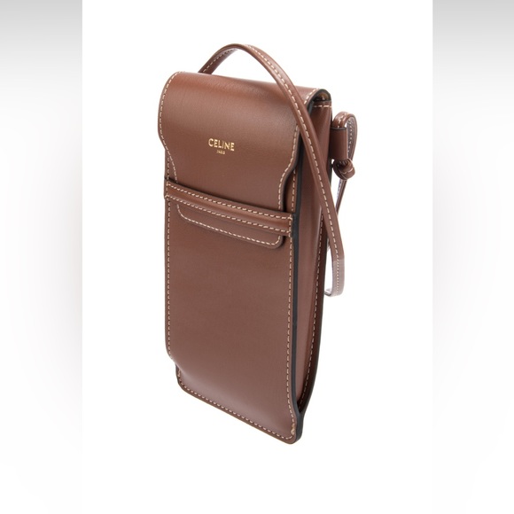NEW Celine Brown Leather Phone Sunglass Case Pouch Crossbody limited edition - Picture 11 of 16